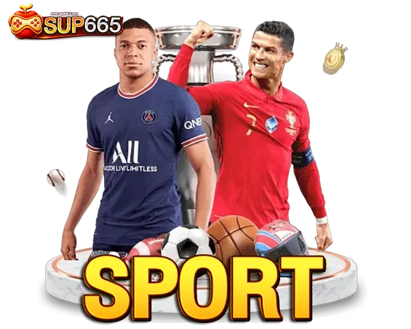 SUP665 ไอคอนแทงบอลออนไลน์ SPORT ภาพนักเตะดังพร้อมตัวอักษรเด่น ชวนเดิมพันบอลสดและสเต็ปได้ครบทุกคู่